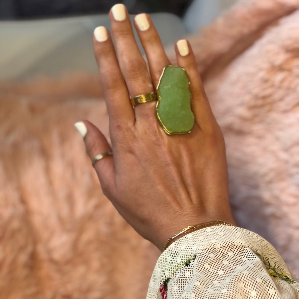 Sea foam green large cocktail ring